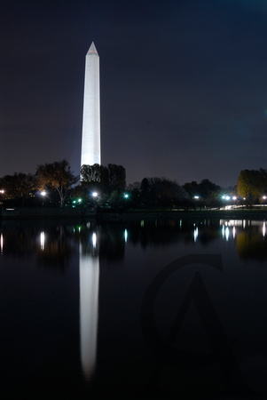 Washington Monument Nighttime Reflection